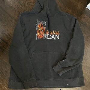 Jordan Black Hoodie with Flame Graphic